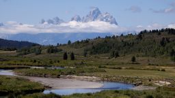 The Grand Tetons rise above the clouds in Grand Teton National Park where financial leaders from around the world are gathering for the Jackson Hole Economic Symposium, outside Jackson, Wyoming, U.S., August 25, 2022. 
