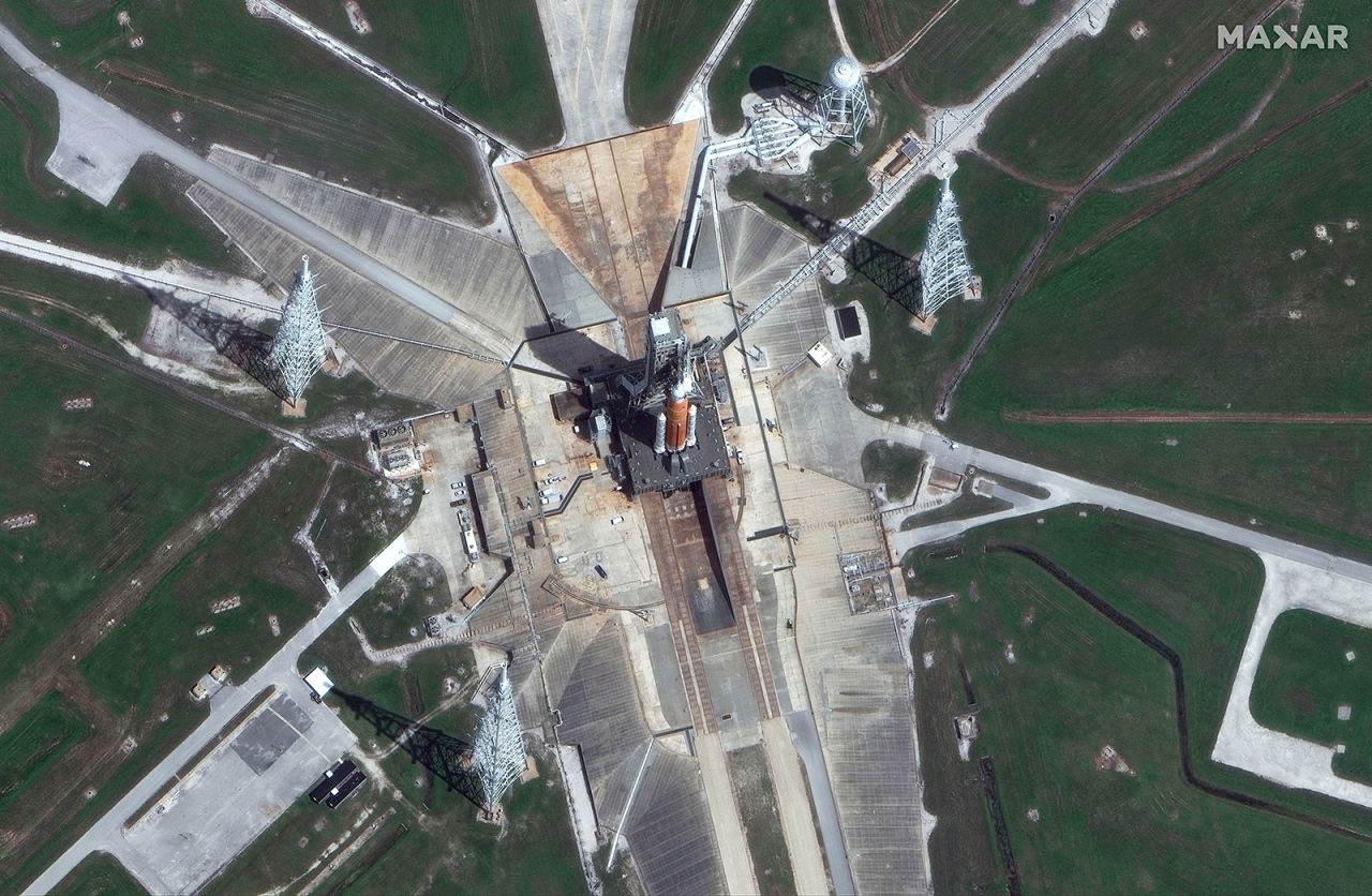 A satellite view of the Artemis I spacecraft on August 25.