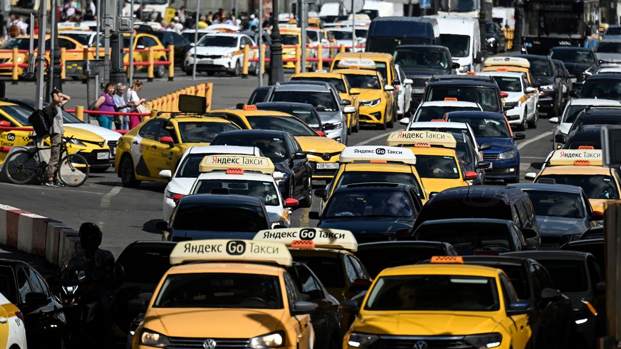 The streets of Moscow are as busy as ever.