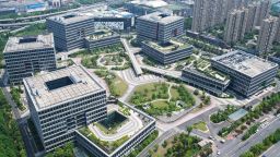 This aerial photo taken on May 27, 2022 shows Chinese e-commerce giant Alibaba's headquarters in Hangzhou in China's eastern Zhejiang province.
