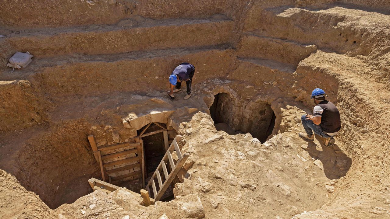 Staff at Israel's Antiquities Authority work at a newly uncovered mansion dating from the early Islamic period between the eighth and ninth centuries, in the Bedouin town of Rahat in Israel's southern Negev desert on August 23. Israeli archaeologists unveiled the 1,200-year-old mansion, broadening knowledge of the southern desert region where a mosque was recently discovered. Described as a "luxurious rural estate" by officials, the home boasted a marble-paved hallway and walls decorated with frescoes.