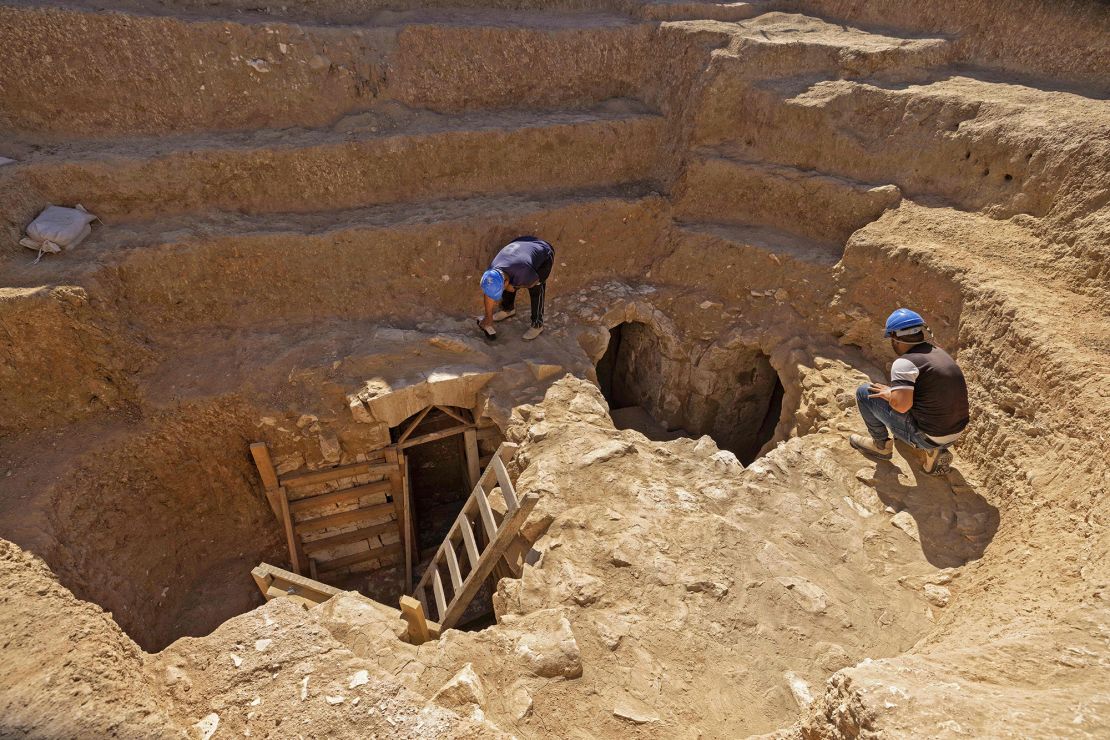 Staff at Israel's Antiquities Authority work at a newly uncovered mansion dating from the early Islamic period between the eighth and ninth centuries, in the Bedouin town of Rahat in Israel's southern Negev desert on August 23. Israeli archaeologists unveiled the 1,200-year-old mansion, broadening knowledge of the southern desert region where a mosque was recently discovered. Described as a "luxurious rural estate" by officials, the home boasted a marble-paved hallway and walls decorated with frescoes.