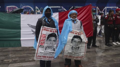 Relatives and friends march in search of justice for the missing 43 Ayotzinapa students in Mexico City, Friday, August 26, 2022. Six of the 43 students 