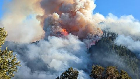 The Rum Creek fire has grown to more than 8,000 acres due to strong winds and dry fuel, fire officials said.
