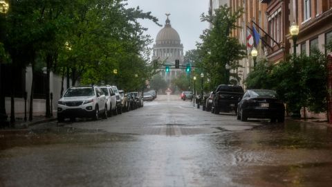 Flooding due to heavy rainfall region in    last days seen on Wednesday near the Capitol in downtown Jackson, Mississippi.