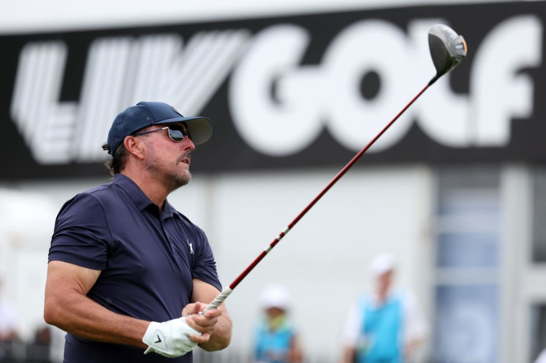 Mickelson during a LIV Golf Invitational event on July 29, 2022.