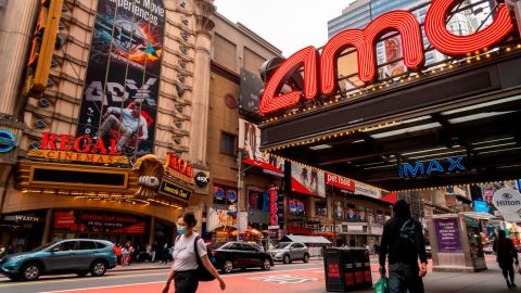 Regal and AMC theaters were closed in New York's Times Square in this pandemic photo from October 24, 2020. 