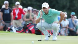 ATLANTA, GEORGIA - AUGUST 28: Rory McIlroy of Northern Ireland lines up a putt on the seventh green during the final round of the TOUR Championship at East Lake Golf Club on August 28, 2022 in Atlanta, Georgia. (Photo by Kevin C. Cox/Getty Images)