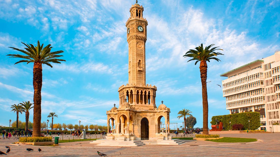 <strong>Time piece:</strong> The highly ornate Abdul Hamid II clock tower takes center stage in Konak Square. Built in 1901 for an Ottoman Sultan, it was designed by French architect Raymond Charles Péré.