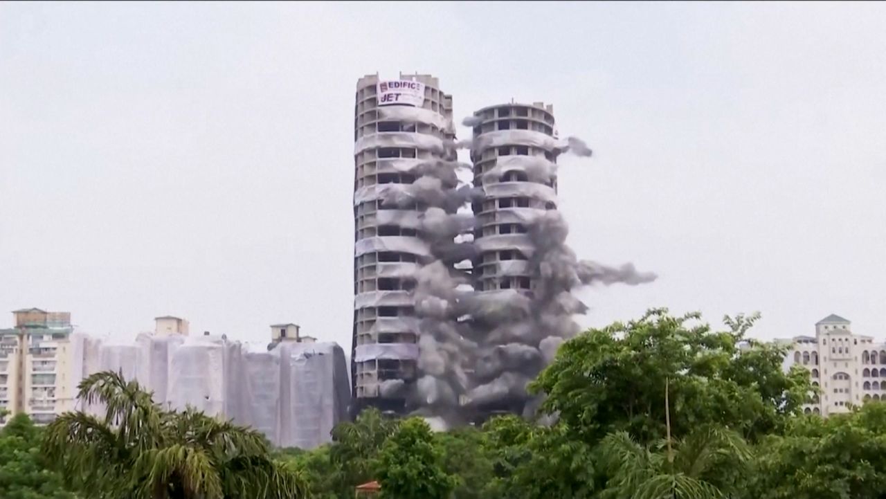 screengrab india building implosion