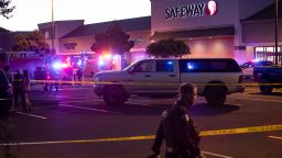 Emergency personnel respond to a shooting at the Forum shopping center in east Bend, Ore., Sunday, Aug. 28, 2022. (Ryan Brennecke/The Bulletin via AP)