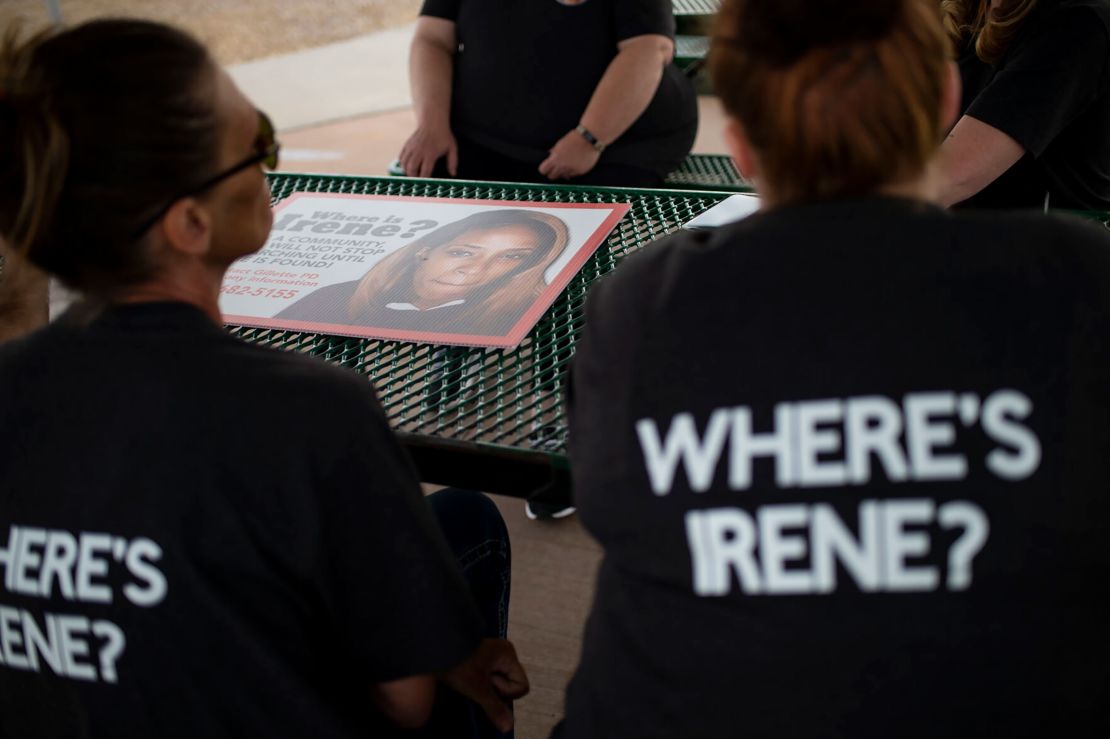 A group formed to help find Irene Gakwa prepares to post signs seeking information about the missing woman  in Gillette, Wyoming, on June 18. 