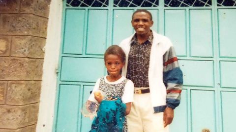 A young Irene Gakwa is shown with her father, Francis Kambo, in Nairobi, Kenya. 