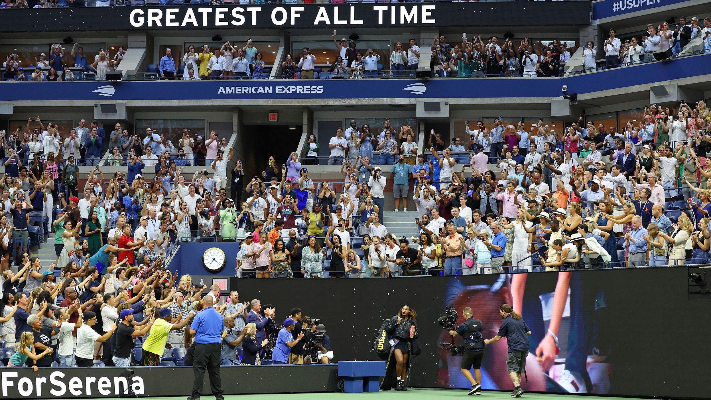 Williams walks onto the court before her match Monday. Many consider her to be the greatest women's tennis player of all time.