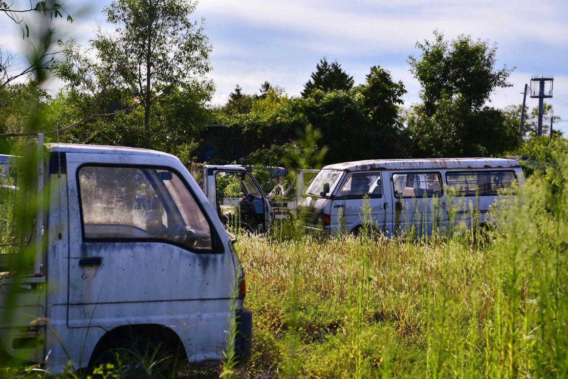 Abandoned cars in Futaba, Fukshima prefecture on August 29, 2022.