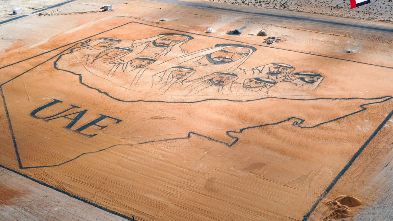 In January 2022, Alapide's drawing of the leaders of the United Arab Emirates was judged to be the world's largest sand image, at more than 23,000 square meters (250,000 square feet). The piece was commissioned by Abu Dhabi Sports Aviation Club and required 150 truck-loads of sand from across the Arabian desert.