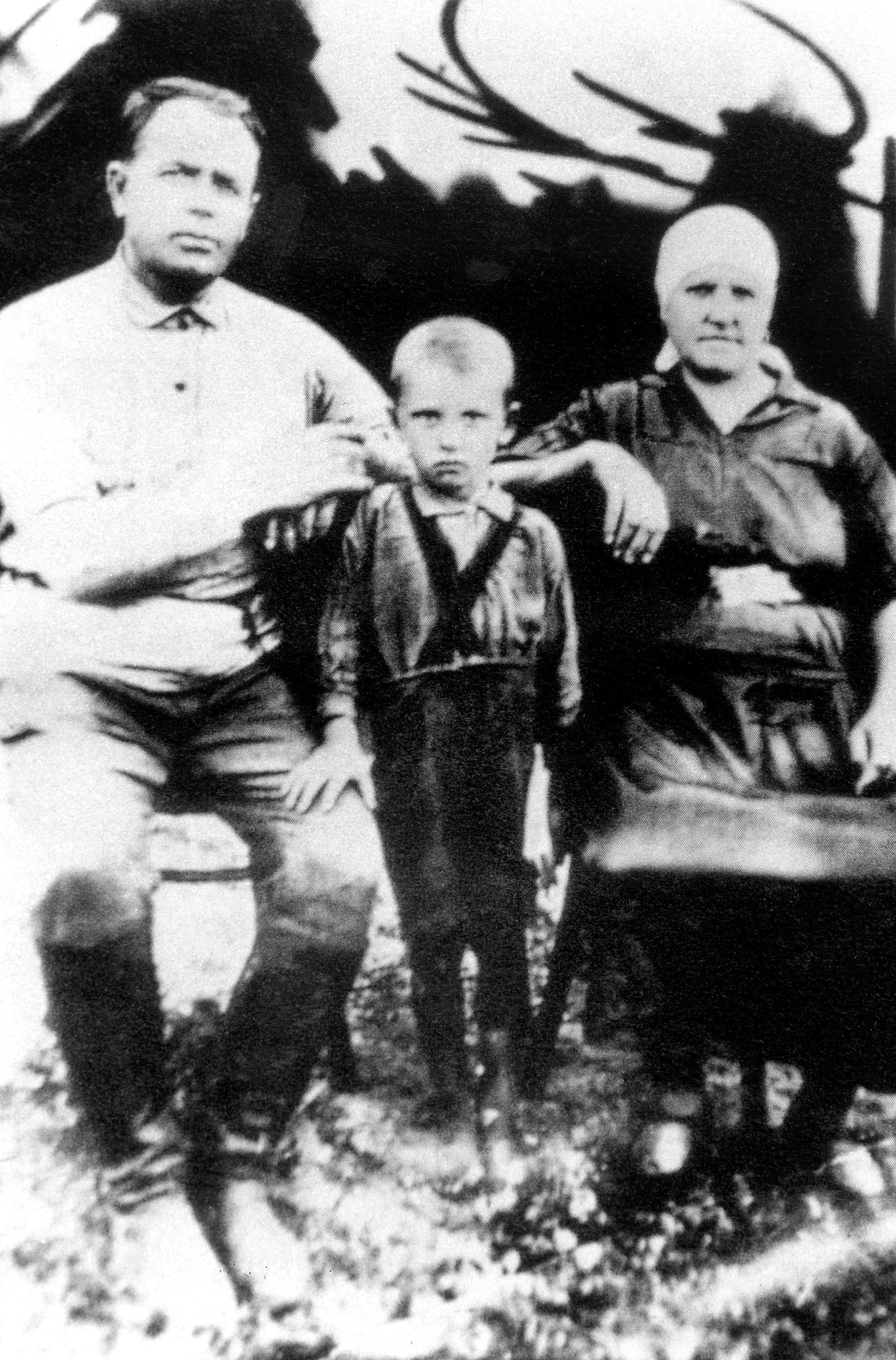 Gorbachev with his maternal grandparents, Panteley and Vasilisa Gopkalo, circa 1937.