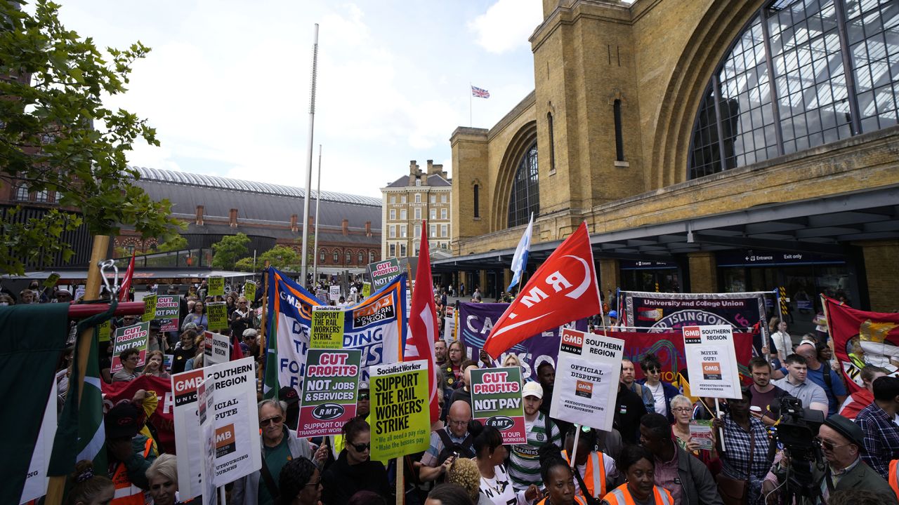 About 40,000 cleaners, signalers, maintenance workers and station staff walked off the job in June in Britain's biggest and most disruptive railway strike for 30 years.