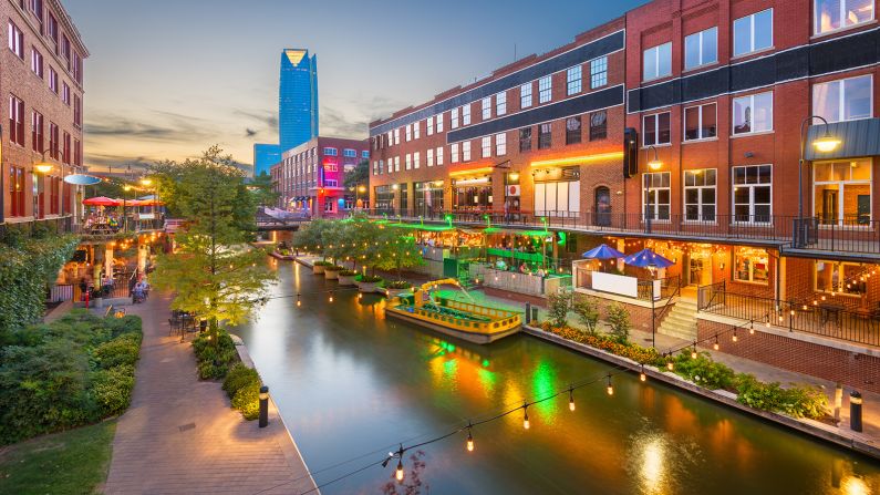 Oklahoma City, Oklahoma, USA cityscape in Bricktown at dusk.

AdobeStock_222173034