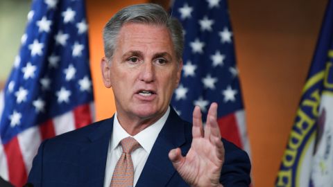 House Minority Leader Kevin McCarthy speaks at a news conference at the US Capitol in Washington in June.