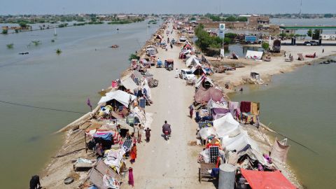 People successful  Pakistan instrumentality     refuge from flooding successful  a makeshift campy  connected  August 31 successful  the Jaffarabad territory  of Balochistan province.