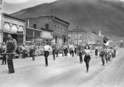 A marching band at the Labor Day Parade in Silverton, Colorado, in September 1940.