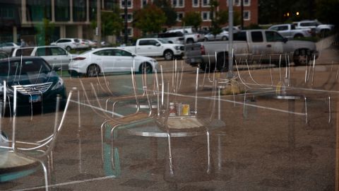 Chairs are seen on tables at Brent's Drugs diner in Jackson, Mississippi, on August 31.