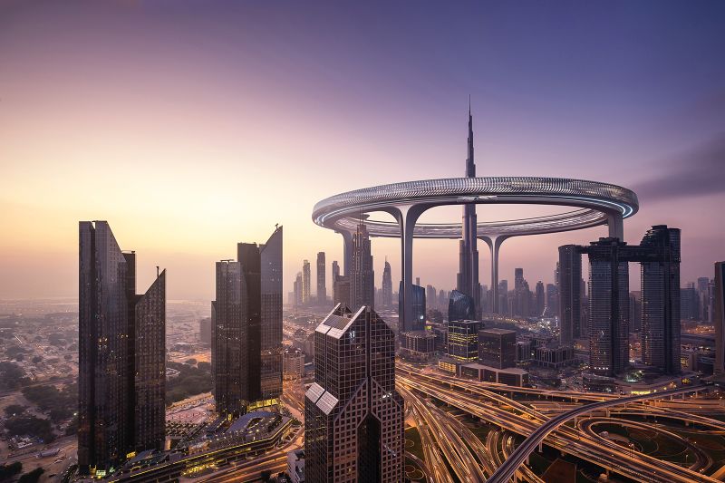 Architects in Dubai dream up a massive space age ring to encircle