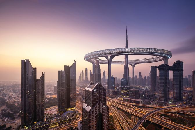 Dubai's famous skyline would be forever changed if this ambitious proposal by experimental architecture firm ZNera Space were to be commissioned. The design, known as Downtown Circle, offers a three-kilometer-wide, five-story-high ring to wrap around the world's tallest skyscraper, the Burj Khalifa, 550 meters above street level.