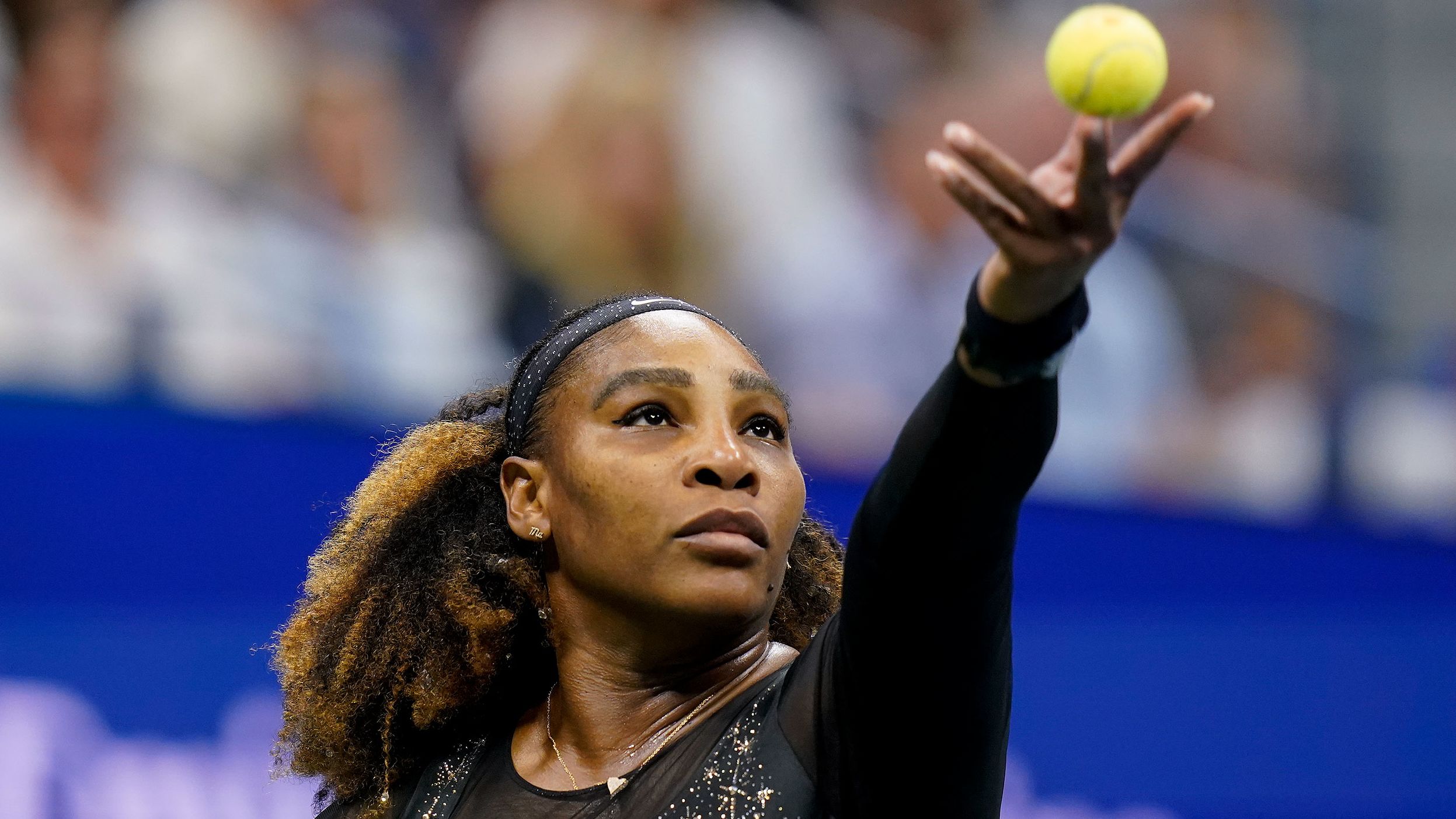 Williams serves during Wednesday's match.