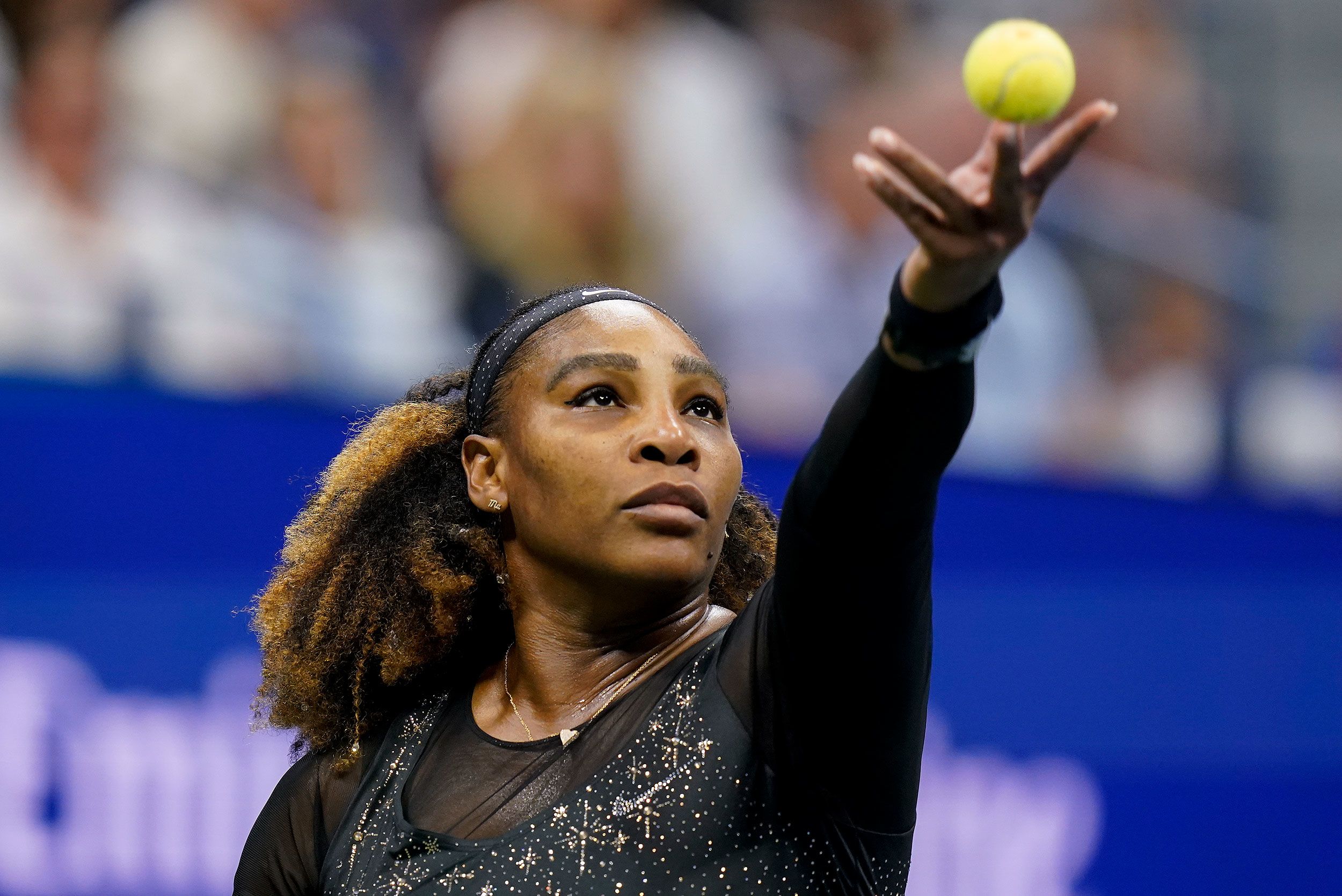 Williams serves during Wednesday's match.