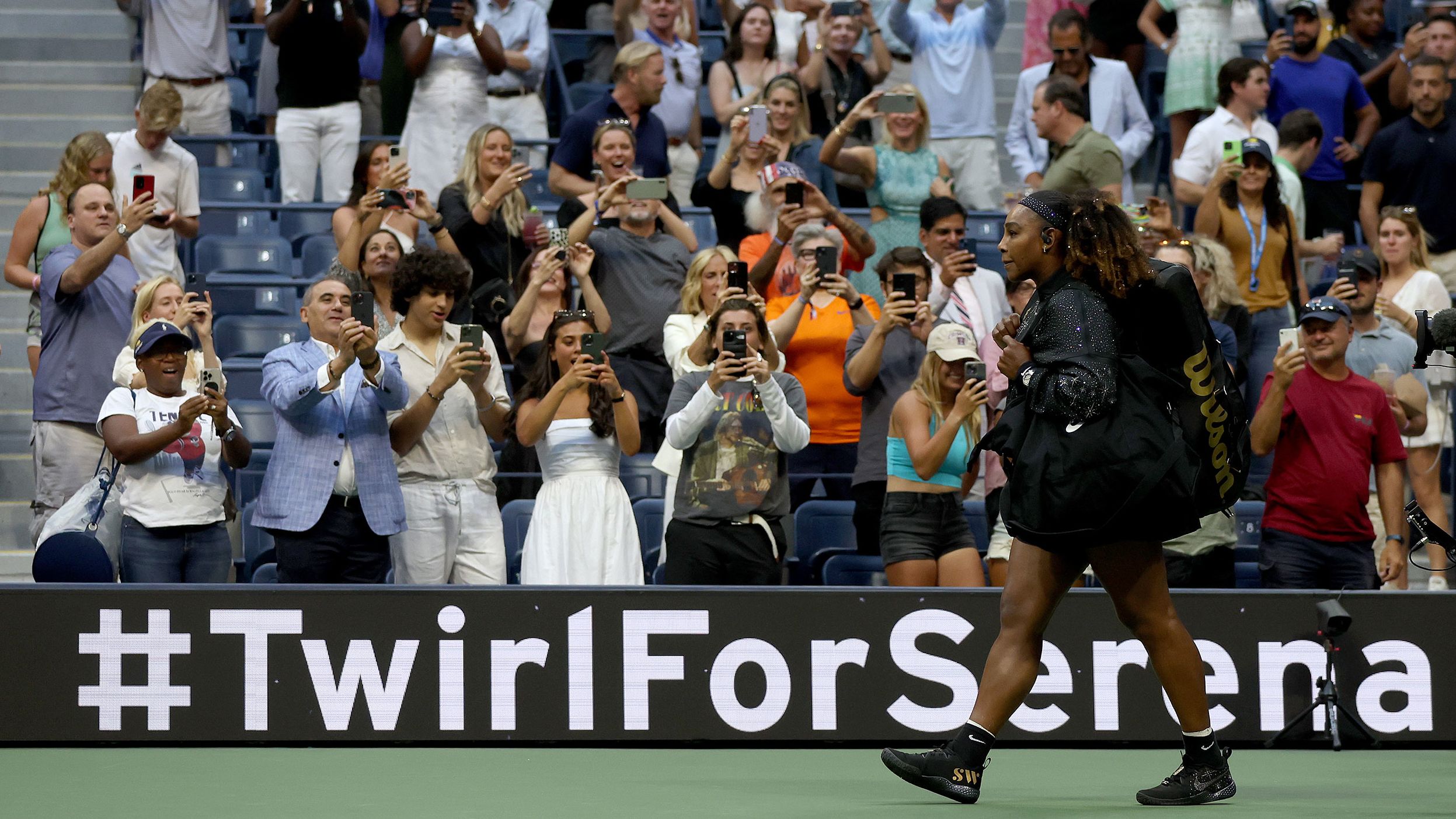 Williams walks onto the court before her match on Wednesday.