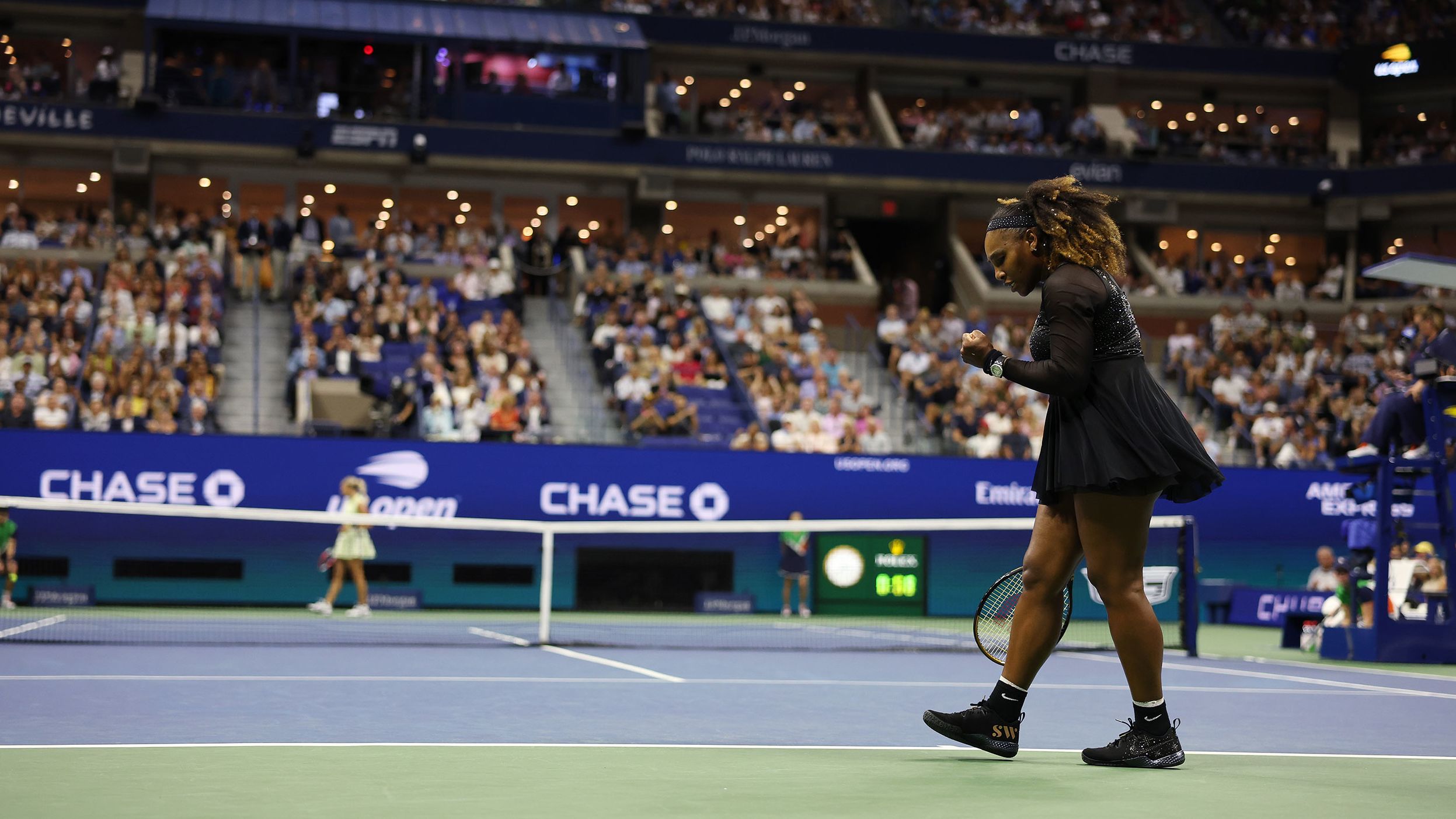 Williams reacts after winning the first set tiebreaker on Wednesday.