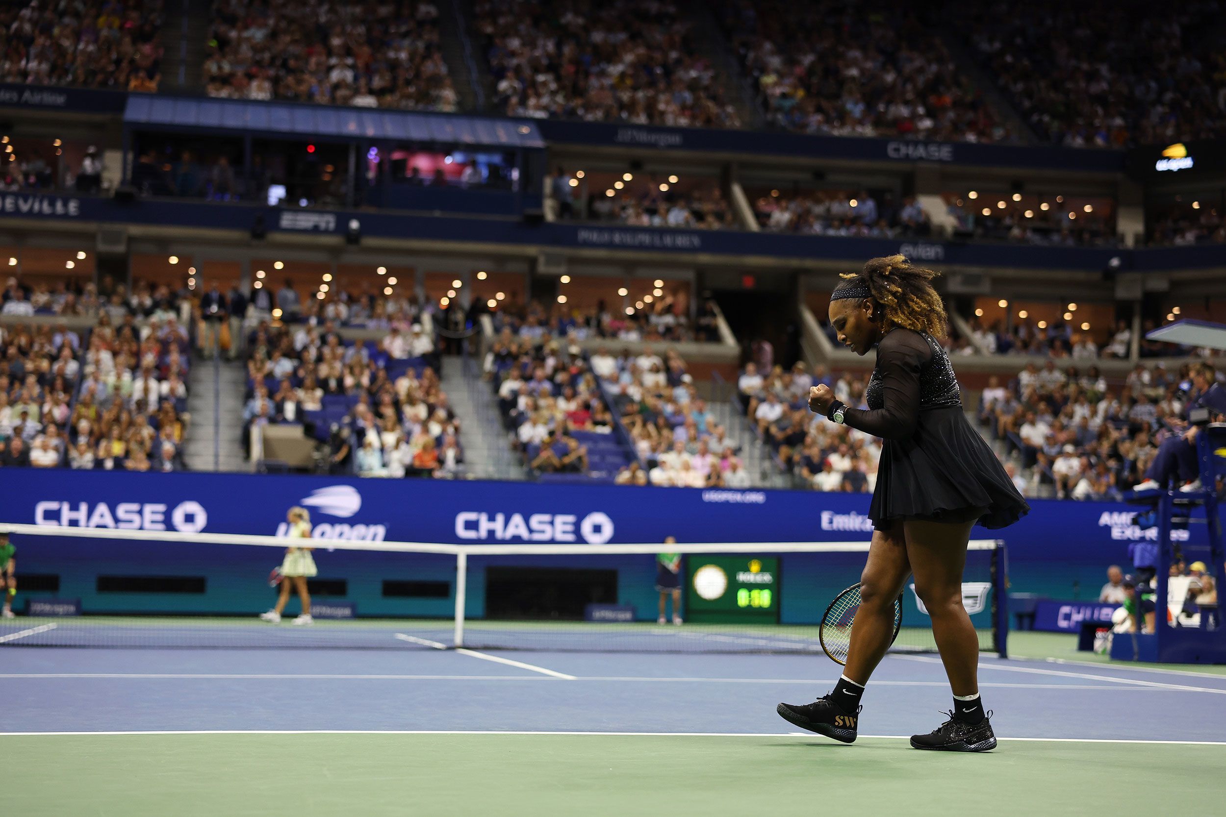 Williams reacts after winning the first set tiebreaker on Wednesday.