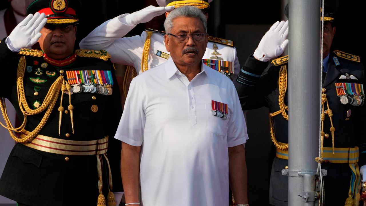 Sri Lanka's former president Gotabaya Rajapaksa during the country's Independence Day celebration in Colombo, Sri Lanka, on February 4, 2022.