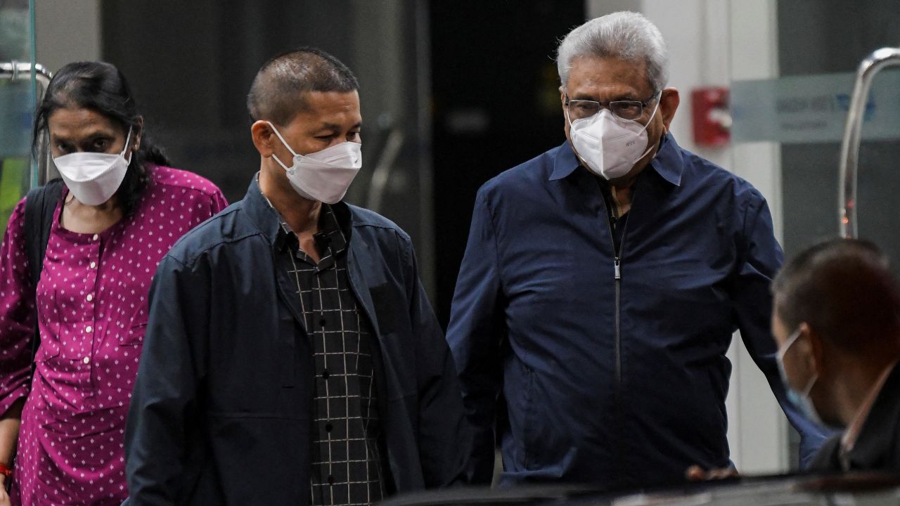 Former Sri Lankan President Gotabaya Rajapaksa arrives at the Bangkok's Don Mueang International airport, Thailand, August 11, 2022.