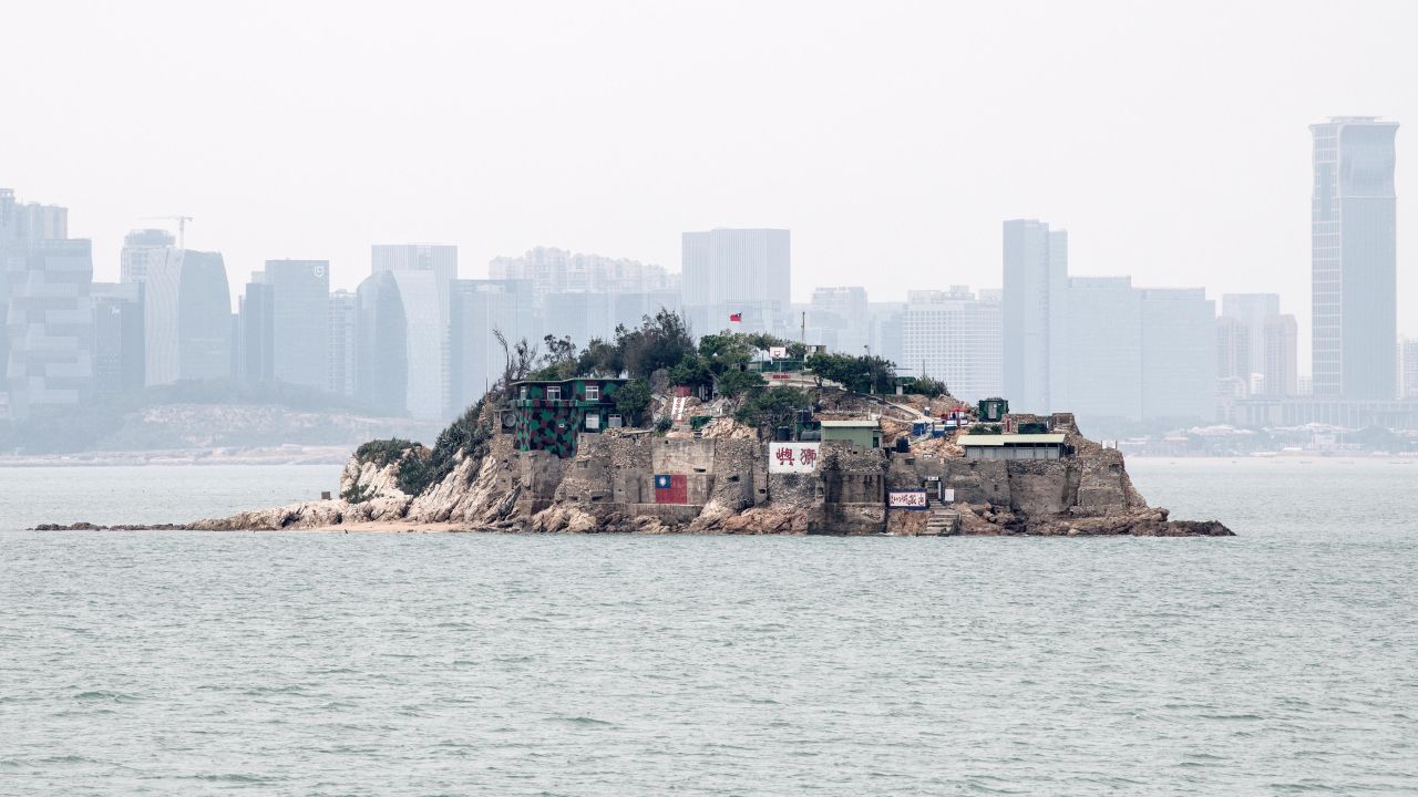 The Taiwanese offshore island of Shiyu, or Lion Islet, in front of the Chinese city of Xiamen, China.