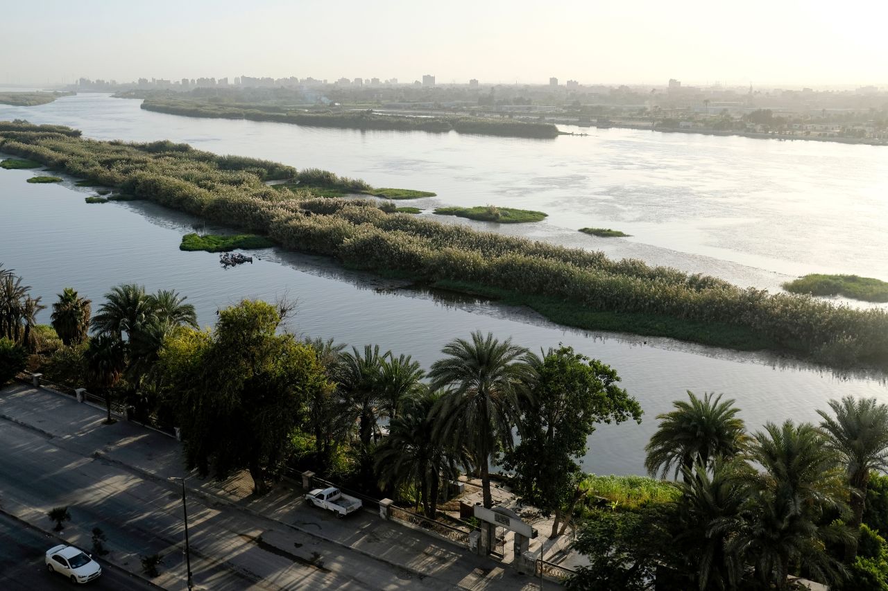 The Nile River is seen flowing through the Egyptian capital Cairo's southern suburb of Kozzika, about 9 miles south of the city center.