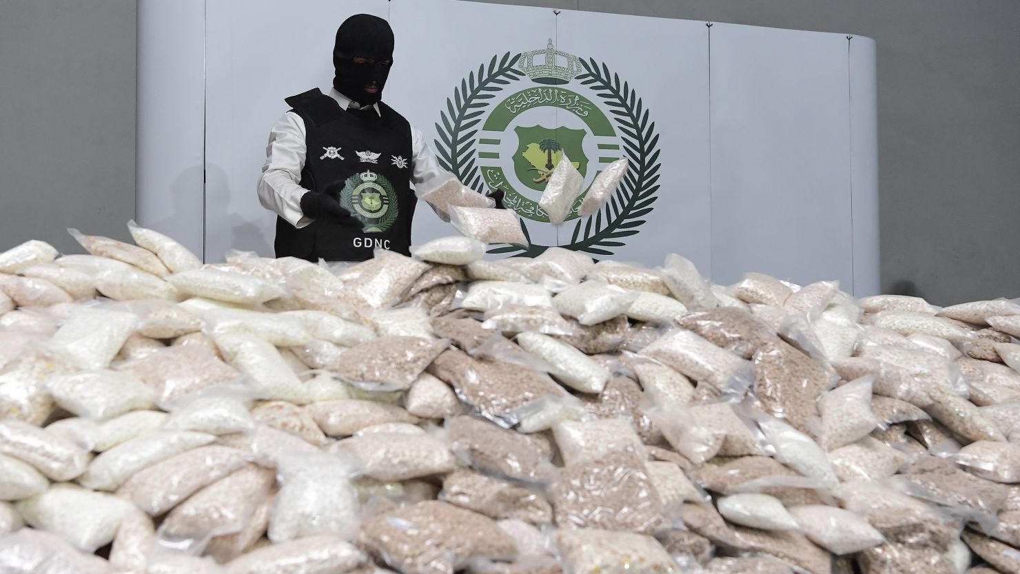 Forty-seven million amphetamine pills hidden in a flour shipment were seized by Saudi Arabia's authorities at a warehouse after arriving through the dry port of the capital Riyadh, the Saudi Ministry of Interior said in a statement on Wednesday.