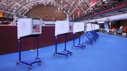 Empty voting booths are seen during Primary Election Day at Park Slope Armory YMCA on August 23, 2022 in New York City.