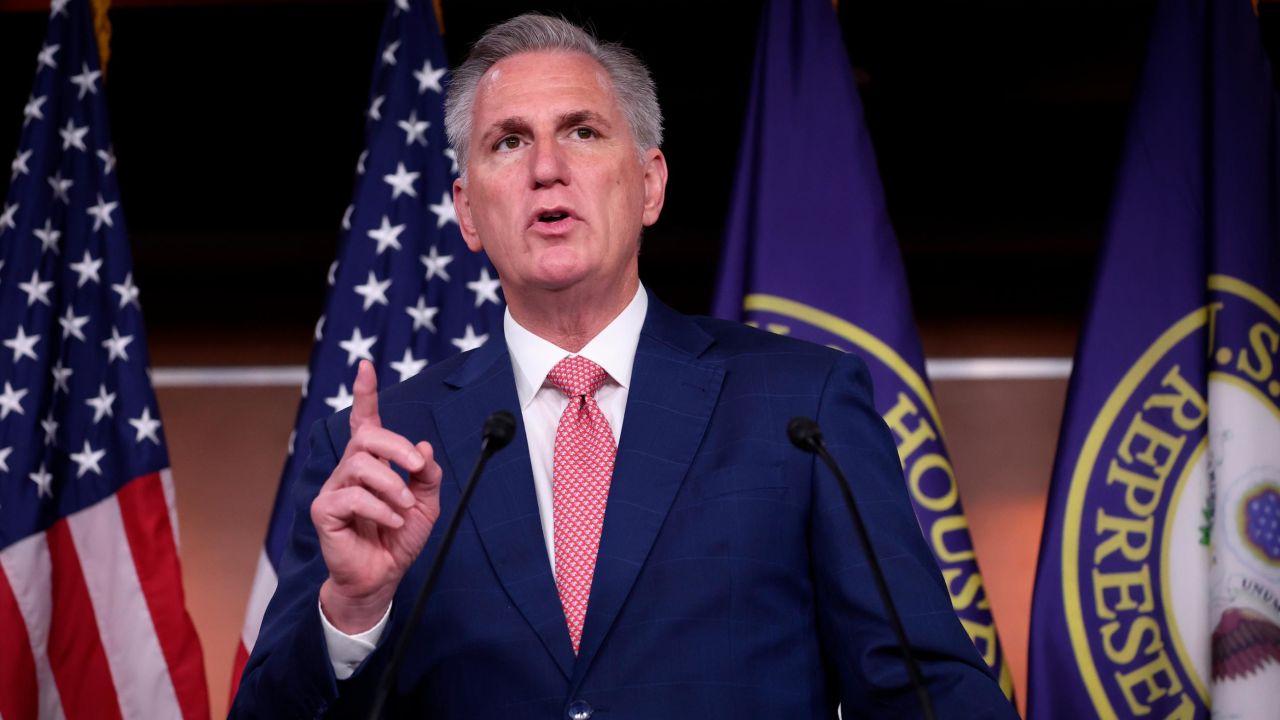 House Minority Leader Kevin McCarthy (R-CA) answers questions during a press conference at the U.S. Capitol on July 29, 2022 in Washington, DC.