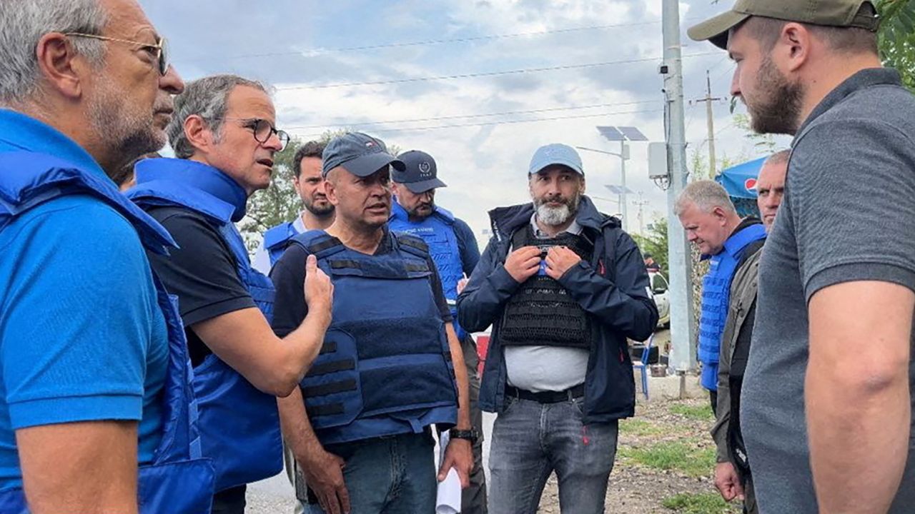 IAEA Director General Rafael Mariano Grossi and fellow officials try to negotiate access to Zaporizhzhia nuclear power plant amid Russia's invasion of Ukraine, in Zaporizhzhia region, Ukraine, in this handout image released September 1, 2022. 