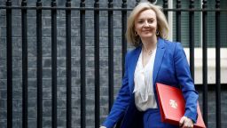 FILE PHOTO: Britain's Secretary of State of International Trade and Minister for Women and Equalities Liz Truss is seen outside Downing Street, in London, Britain March 17, 2020. REUTERS/Henry Nicholls/File Photo