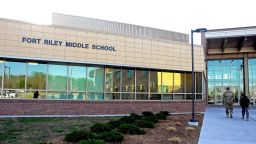 Mandatory Credit: Photo by Mark Reinstein/Shutterstock (11011004h)
Dr. Jill Biden wife of Vice President Joe Biden visits the Fort Riley Middle School
Dr. Jill Biden Visits Fort Riley, Kansas - 06 Apr 2016