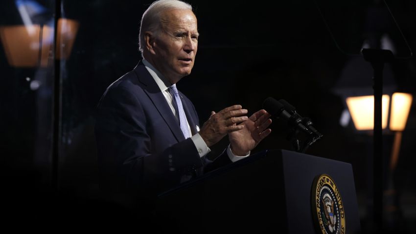 PHILADELPHIA, PENNSYLVANIA - SEPTEMBER 01: U.S. President Joe Biden delivers a primetime speech at Independence National Historical Park September 1, 2022 in Philadelphia, Pennsylvania. President Biden spoke on "the continued battle for the Soul of the Nation." (Photo by Alex Wong/Getty Images)
