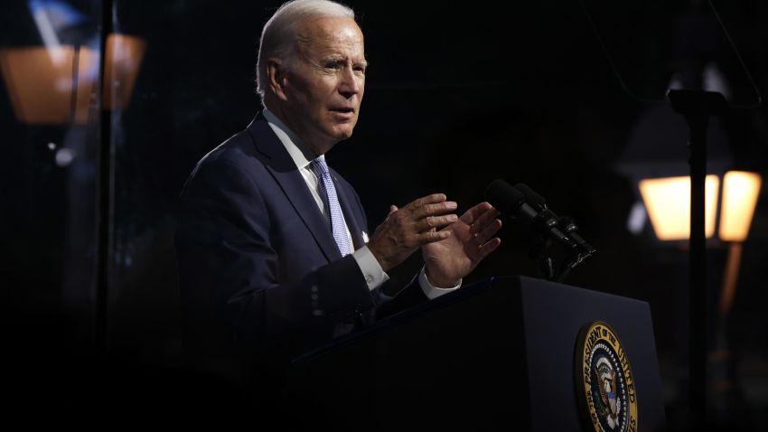 PHILADELPHIA, PENNSYLVANIA - SEPTEMBER 01: U.S. President Joe Biden delivers a primetime speech at Independence National Historical Park September 1, 2022 in Philadelphia, Pennsylvania. President Biden spoke on "the continued battle for the Soul of the Nation."  (Photo by Alex Wong/Getty Images)