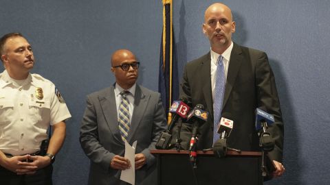 Marion County Prosecutor Ryan Mears, right, speaks during a press conference announcing the arrest of Shamar Duncan.