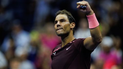 Nadal celebrates the victory over Fognini.