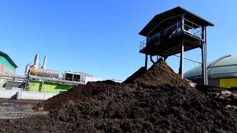 Piles of cow manure to be recycled by the Museo Della Merda pictured on March 28, 2017.