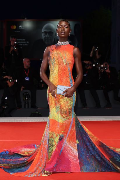 At the same premiere, Jodie Turner-Smith opted for a vibrant Christopher John Rogers dress.